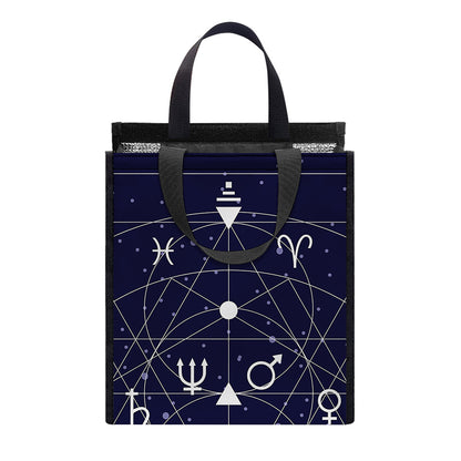 Geometric Zodiac Signs Print Insulated Lunch Tote