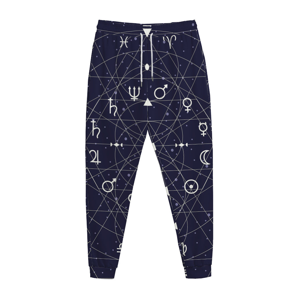 Geometric Zodiac Signs Print Jogger Pants