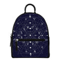 Geometric Zodiac Signs Print Leather Backpack