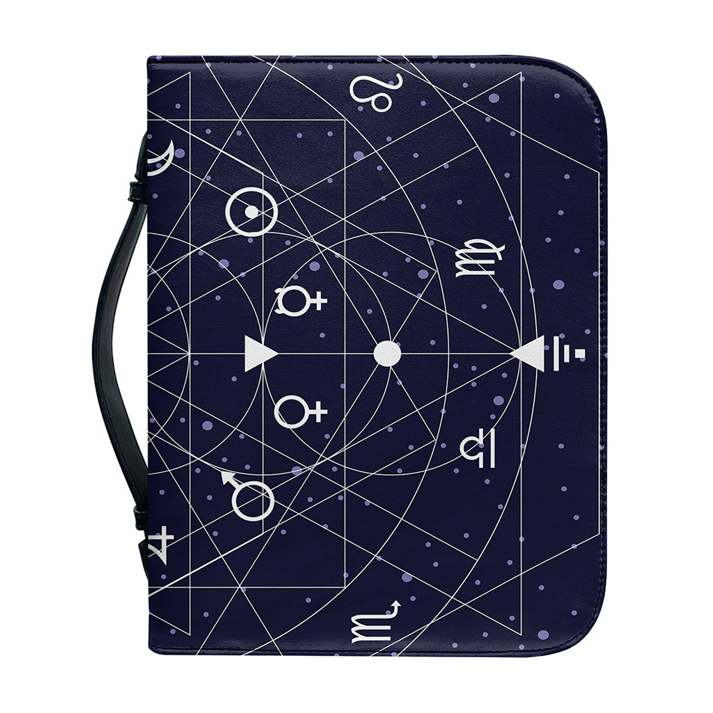 Geometric Zodiac Signs Print Leather Bible Cover