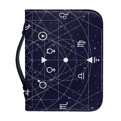 Geometric Zodiac Signs Print Leather Bible Cover