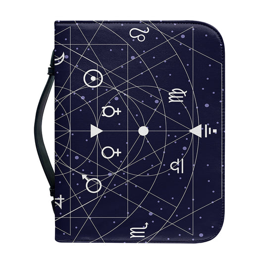 Geometric Zodiac Signs Print Leather Bible Cover