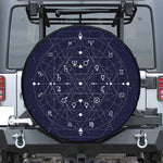 Geometric Zodiac Signs Print Leather Spare Tire Cover