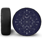 Geometric Zodiac Signs Print Leather Spare Tire Cover
