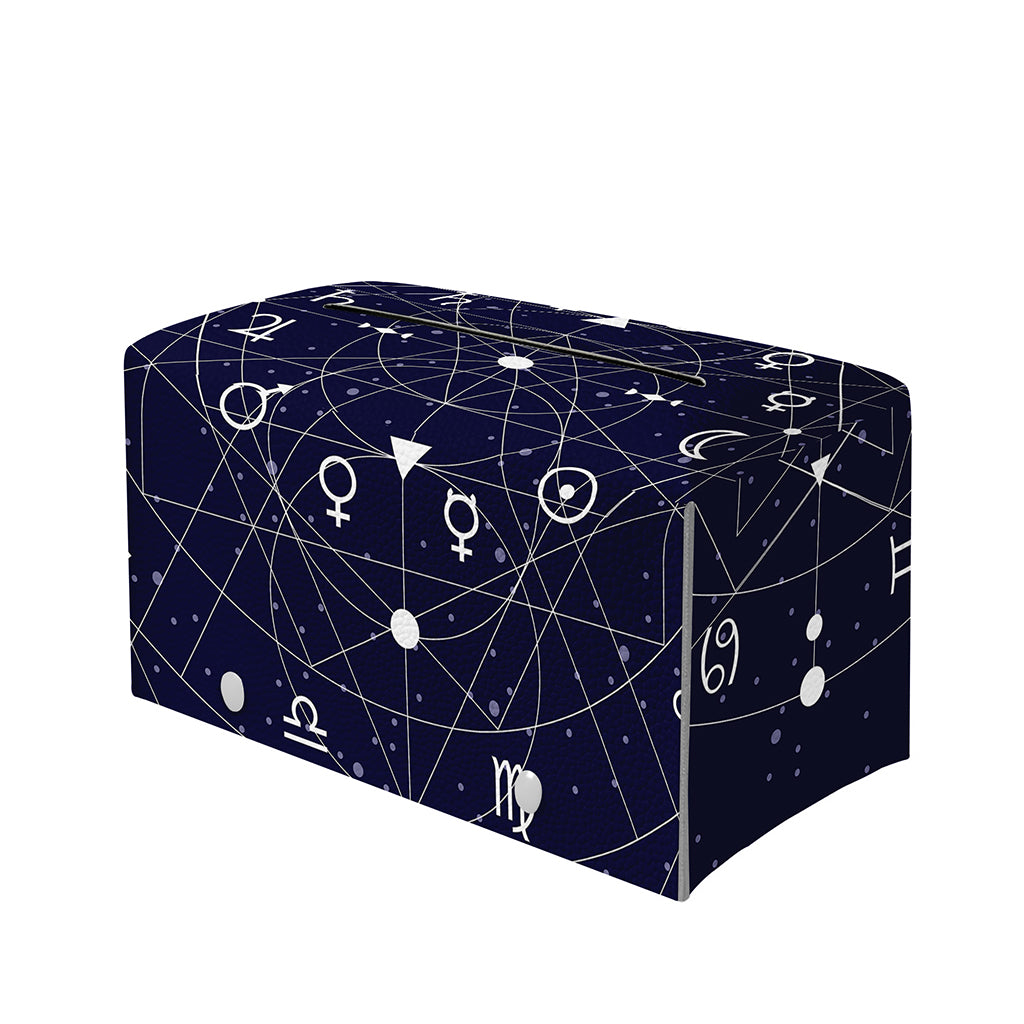 Geometric Zodiac Signs Print Leather Tissue Box Cover