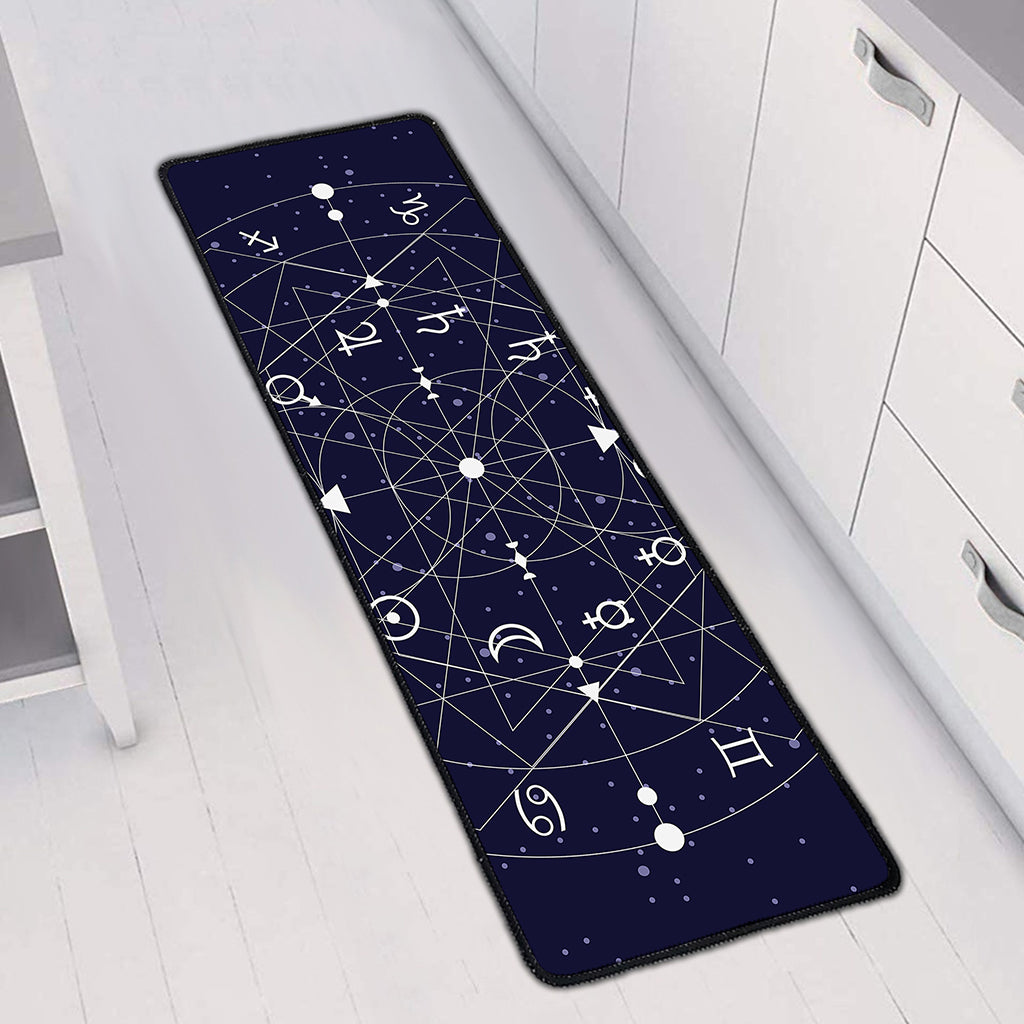 Geometric Zodiac Signs Print Long Kitchen Mat