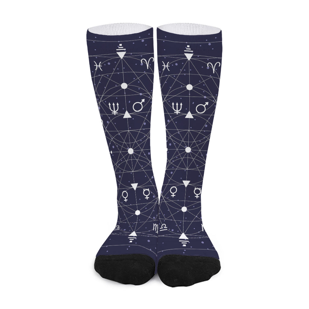 Geometric Zodiac Signs Print Long Socks