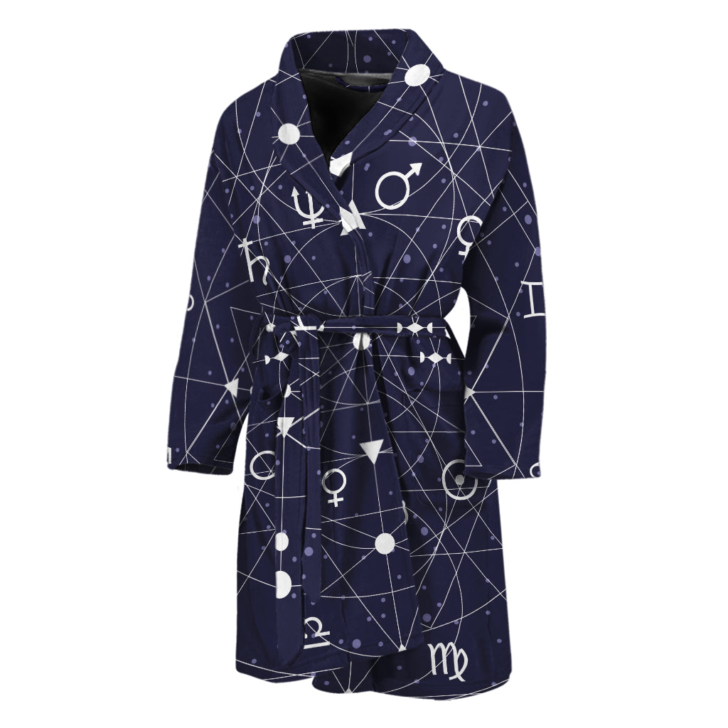 Geometric Zodiac Signs Print Men's Bathrobe