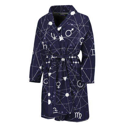Geometric Zodiac Signs Print Men's Bathrobe