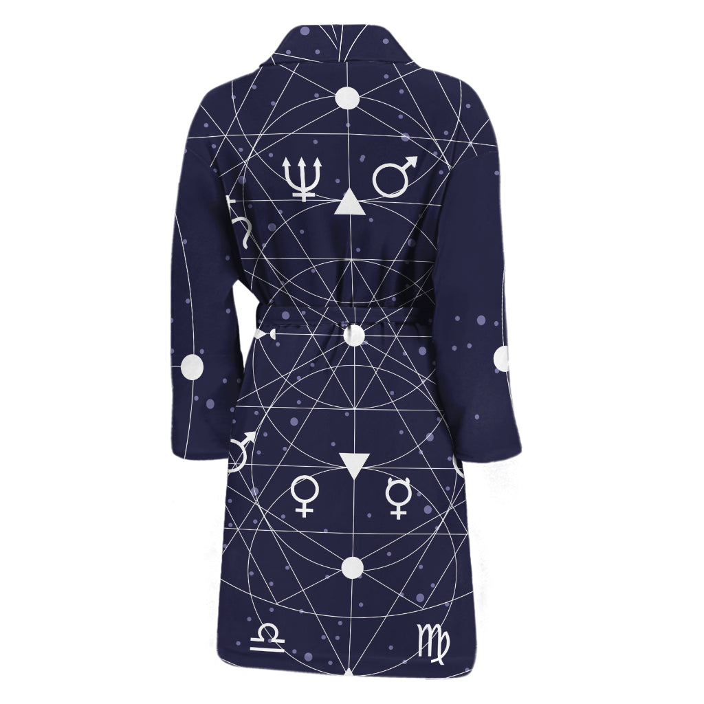 Geometric Zodiac Signs Print Men's Bathrobe