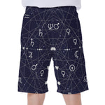 Geometric Zodiac Signs Print Men's Beach Shorts