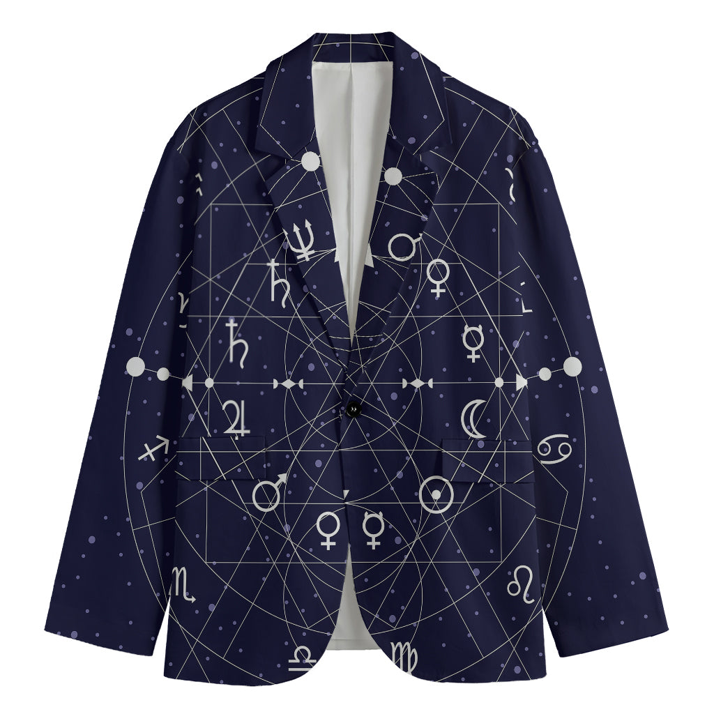 Geometric Zodiac Signs Print Men's Blazer