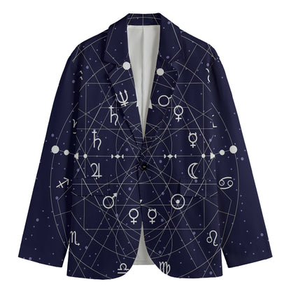 Geometric Zodiac Signs Print Men's Blazer