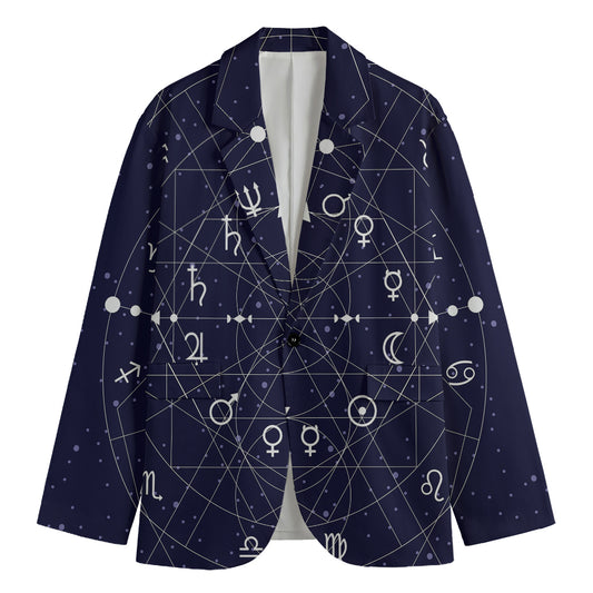 Geometric Zodiac Signs Print Men's Blazer