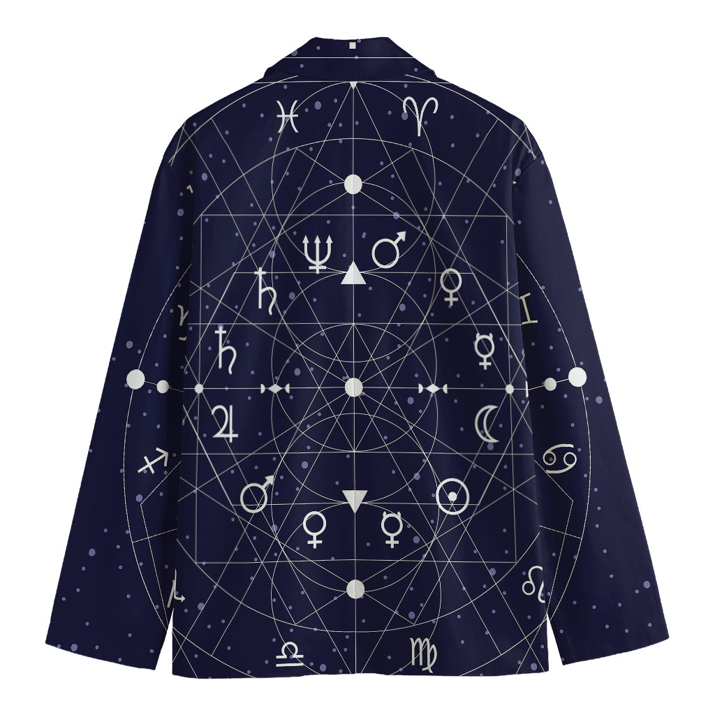 Geometric Zodiac Signs Print Men's Blazer