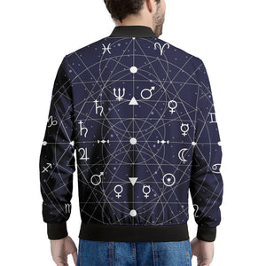 Geometric Zodiac Signs Print Men's Bomber Jacket