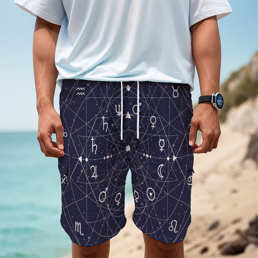 Geometric Zodiac Signs Print Men's Cargo Shorts