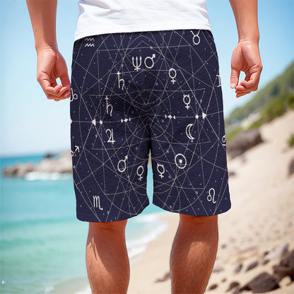 Geometric Zodiac Signs Print Men's Cargo Shorts
