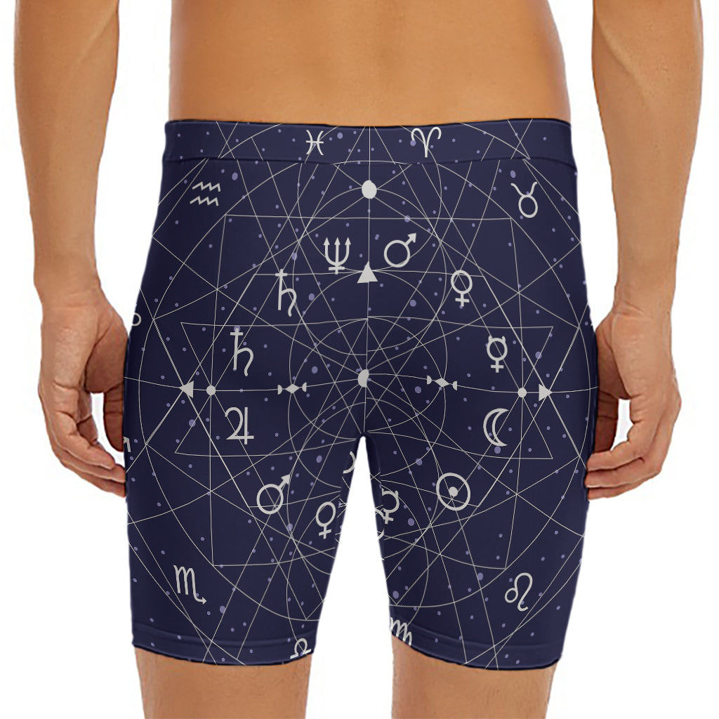 Geometric Zodiac Signs Print Men's Long Boxer Briefs