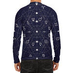 Geometric Zodiac Signs Print Men's Long Sleeve Rash Guard