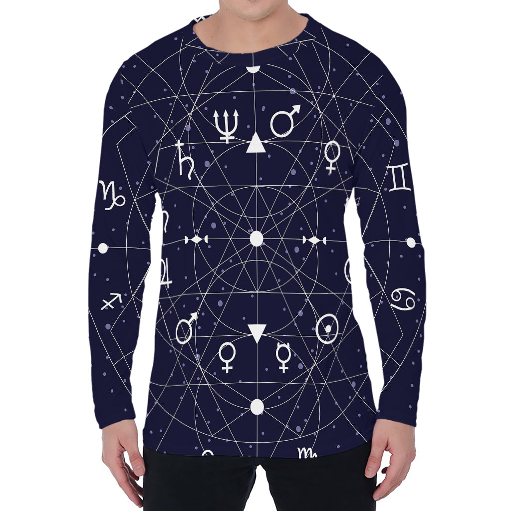 Geometric Zodiac Signs Print Men's Long Sleeve T-Shirt