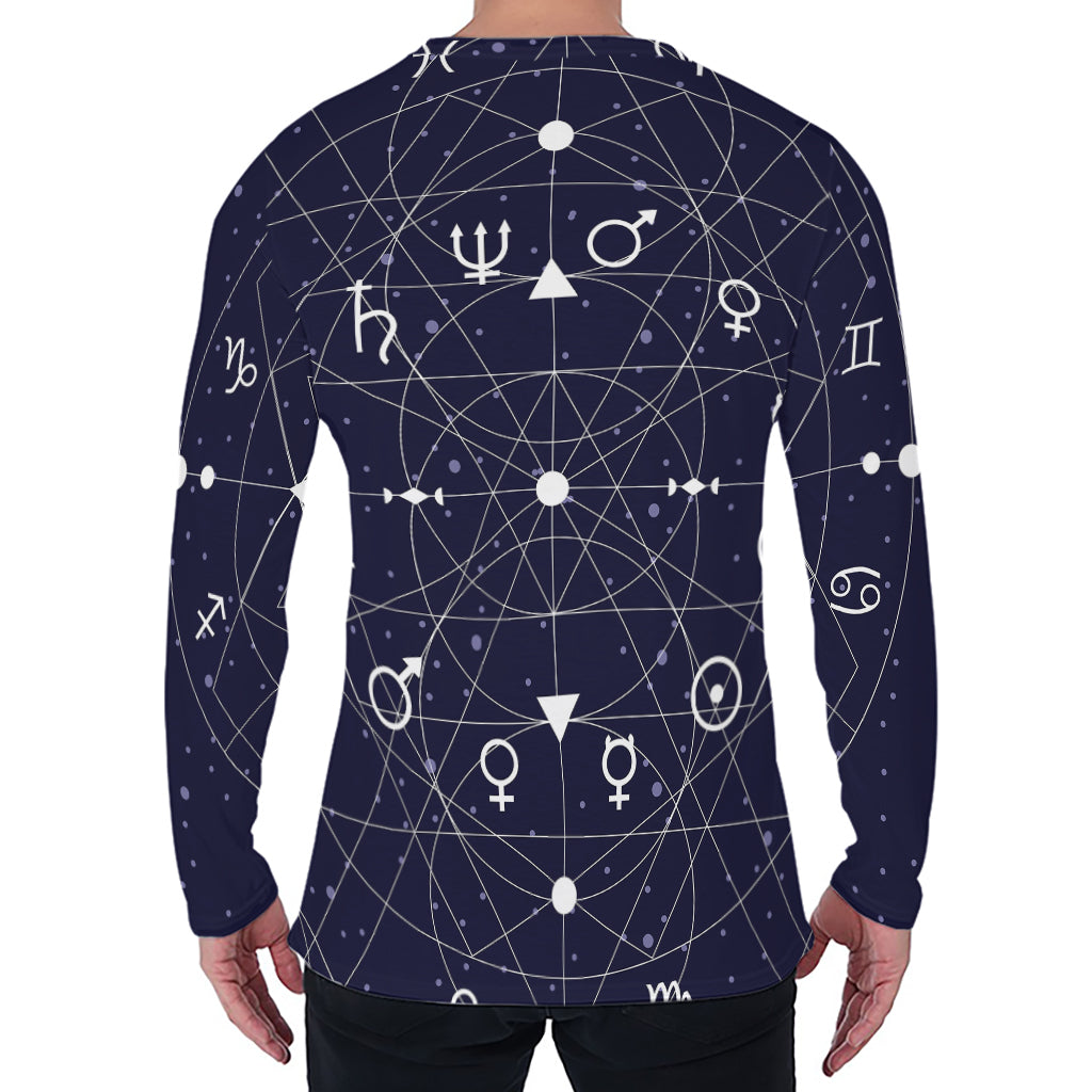 Geometric Zodiac Signs Print Men's Long Sleeve T-Shirt