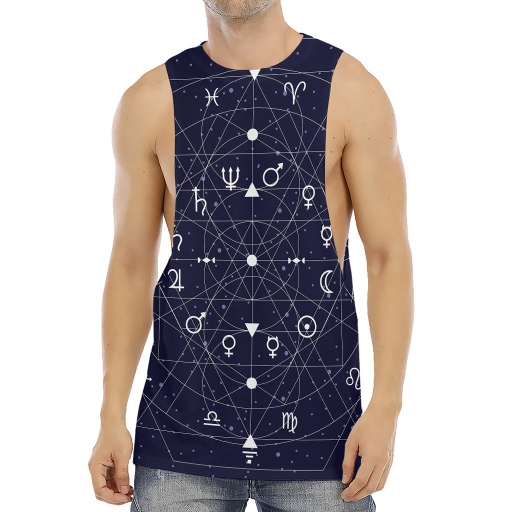 Geometric Zodiac Signs Print Men's Muscle Tank Top