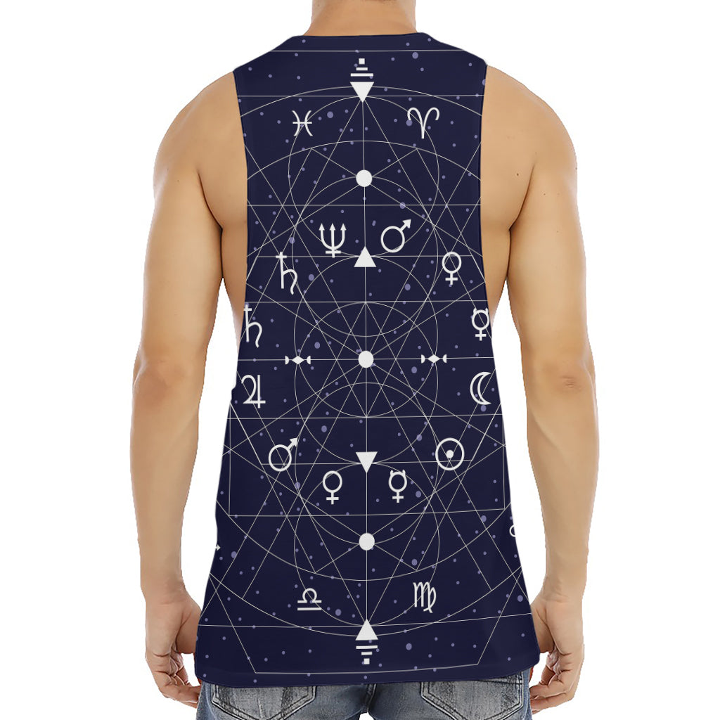 Geometric Zodiac Signs Print Men's Muscle Tank Top