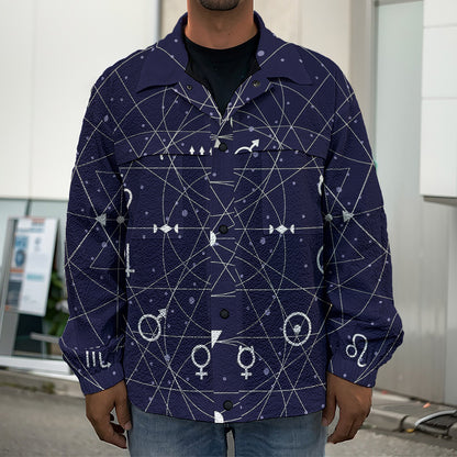 Geometric Zodiac Signs Print Men's Shirt Jacket