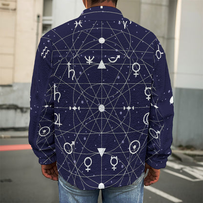 Geometric Zodiac Signs Print Men's Shirt Jacket