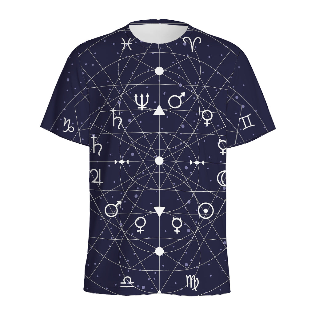 Geometric Zodiac Signs Print Men's Sports T-Shirt