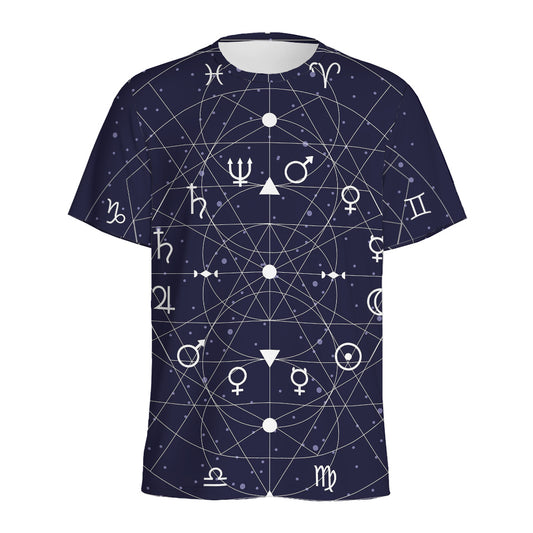 Geometric Zodiac Signs Print Men's Sports T-Shirt