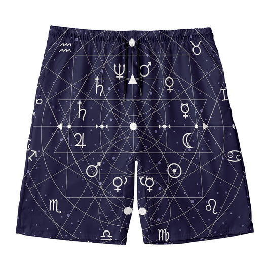 Geometric Zodiac Signs Print Men's Swim Trunks