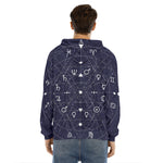 Geometric Zodiac Signs Print Men's Velvet Pullover Hoodie