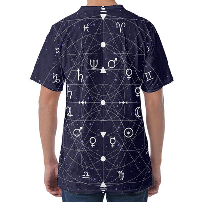 Geometric Zodiac Signs Print Men's Velvet T-Shirt