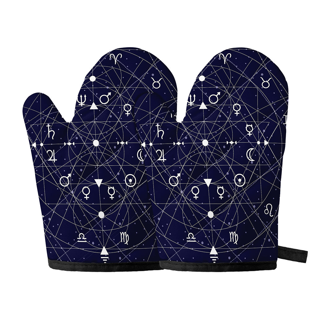 Geometric Zodiac Signs Print Oven Mitts
