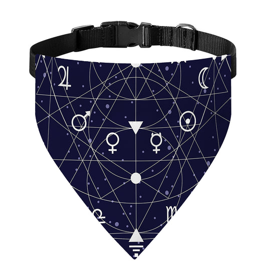 Geometric Zodiac Signs Print Over The Collar Dog Bandana