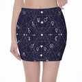 Geometric Zodiac Signs Print Pencil Mini Skirt