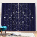 Geometric Zodiac Signs Print Pencil Pleat Curtains