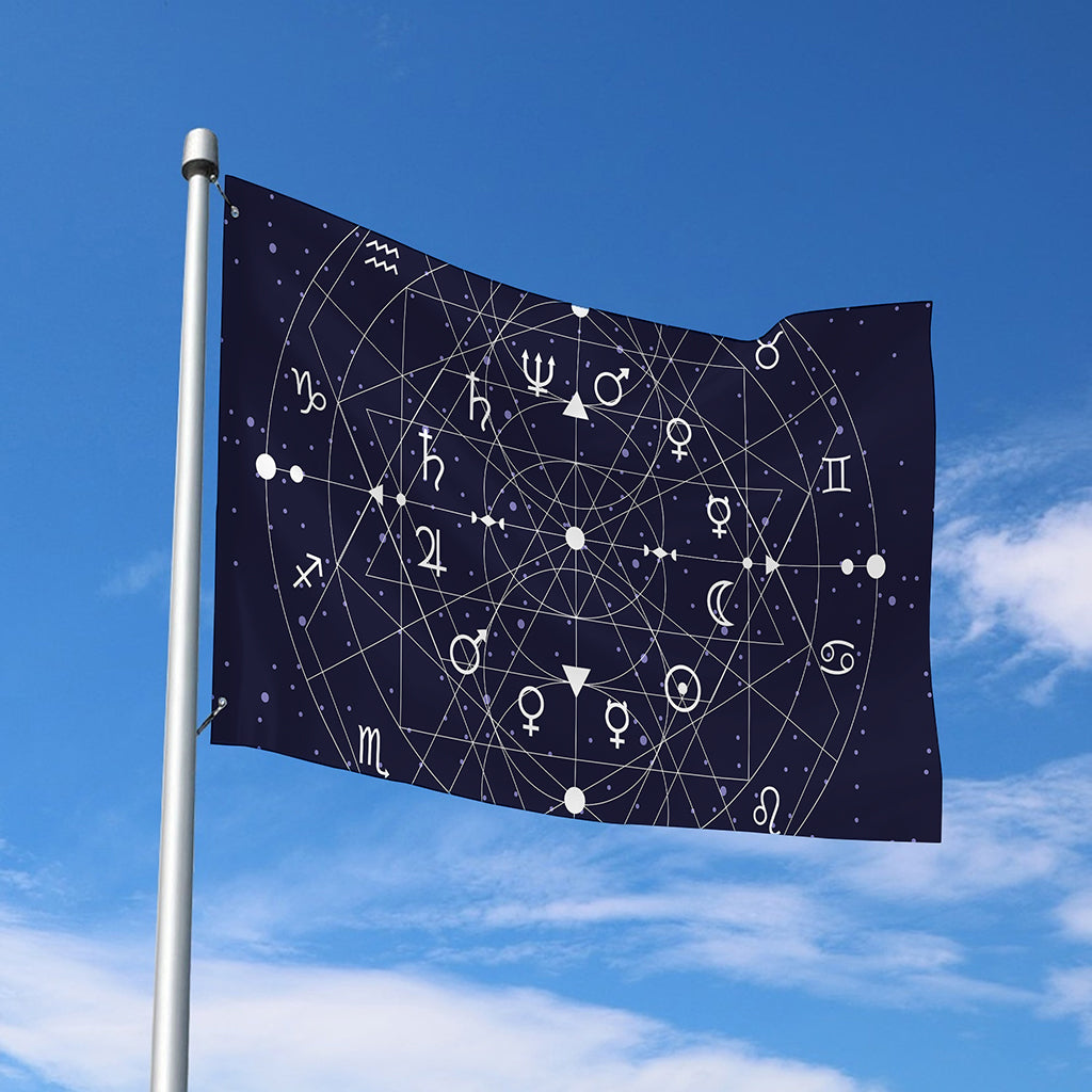 Geometric Zodiac Signs Print Polyester Flag