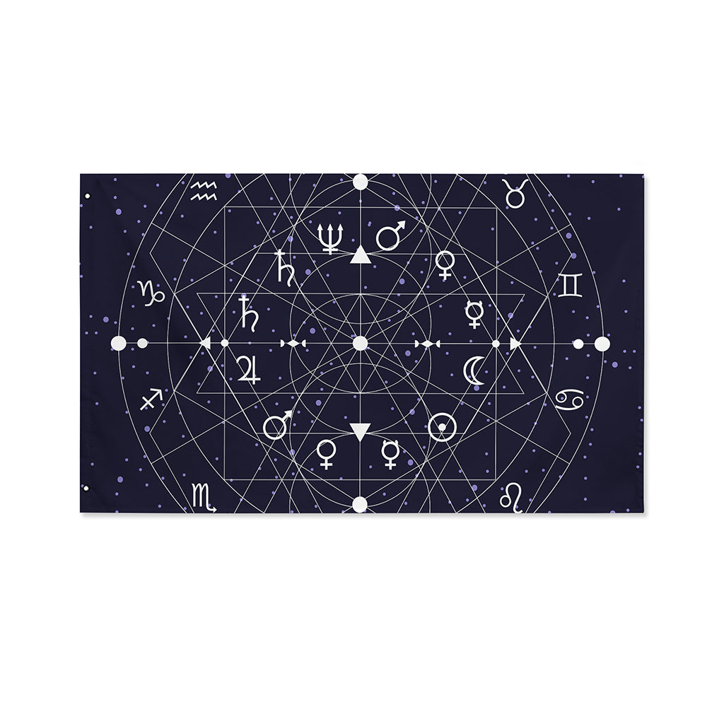 Geometric Zodiac Signs Print Polyester Flag