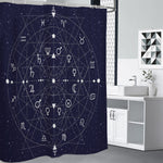 Geometric Zodiac Signs Print Premium Shower Curtain