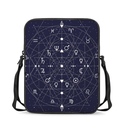 Geometric Zodiac Signs Print Rectangular Crossbody Bag