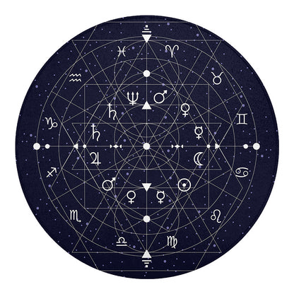 Geometric Zodiac Signs Print Round Blanket