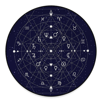 Geometric Zodiac Signs Print Round Floor Mat