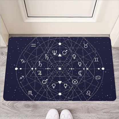 Geometric Zodiac Signs Print Rubber Doormat