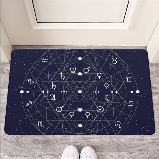 Geometric Zodiac Signs Print Rubber Doormat