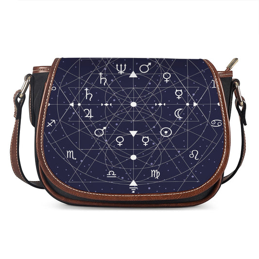 Geometric Zodiac Signs Print Saddle Bag