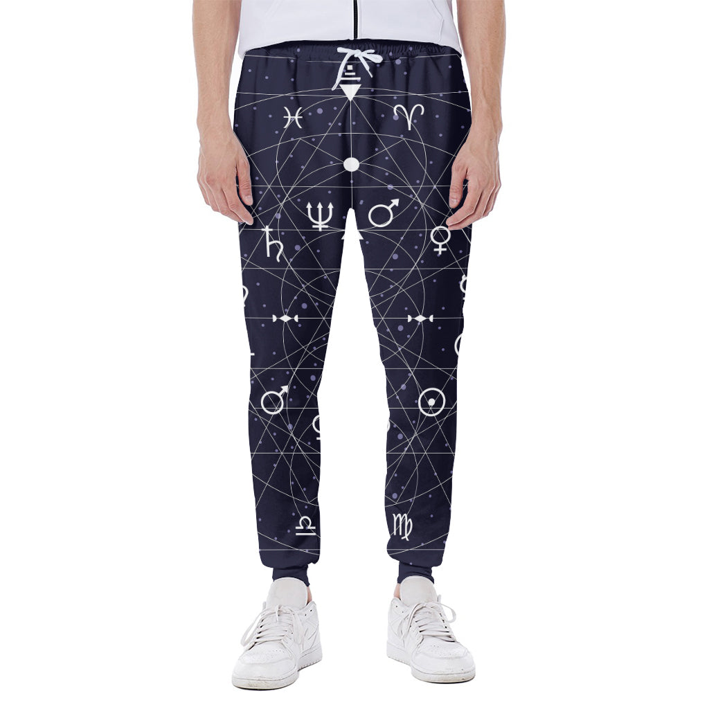 Geometric Zodiac Signs Print Scuba Joggers