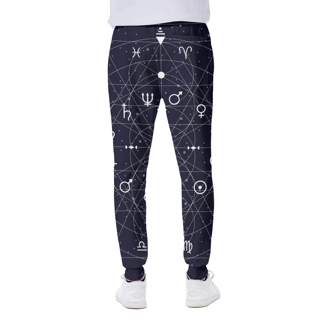 Geometric Zodiac Signs Print Scuba Joggers